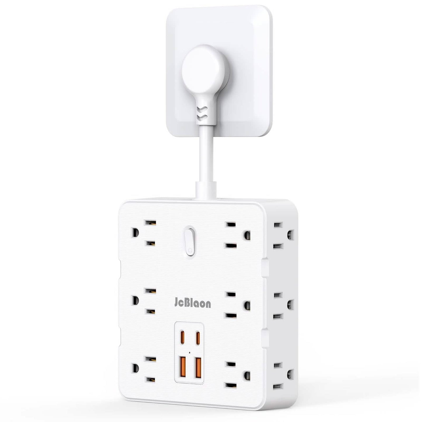 16-in-1 Steckdosenleiste – 12 AC-Steckdosen & 4 USB-Anschlüsse, Weiß