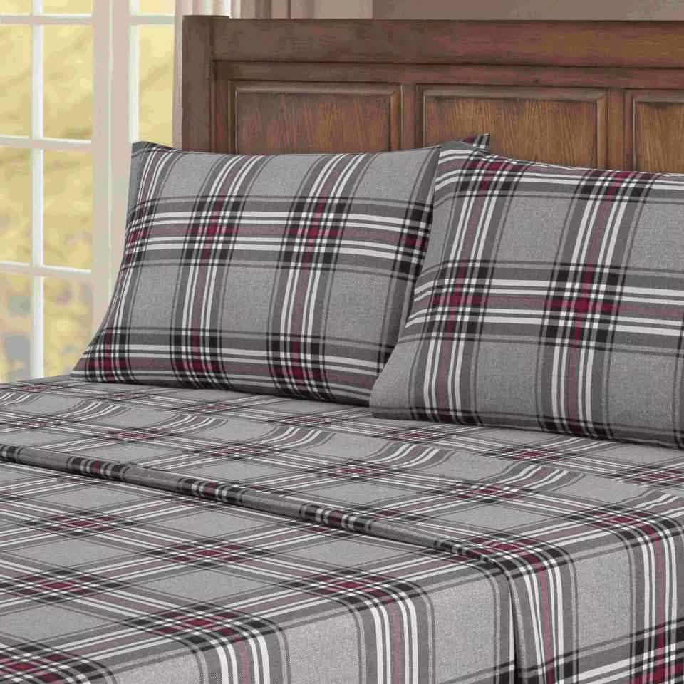 4-teilig: Kathy Ireland Bettwäsche-Set aus 100 % türkischer Baumwolle (Flanell)