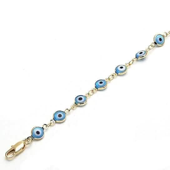 8" Gold Filled Böser Blick Hellblaues Armband