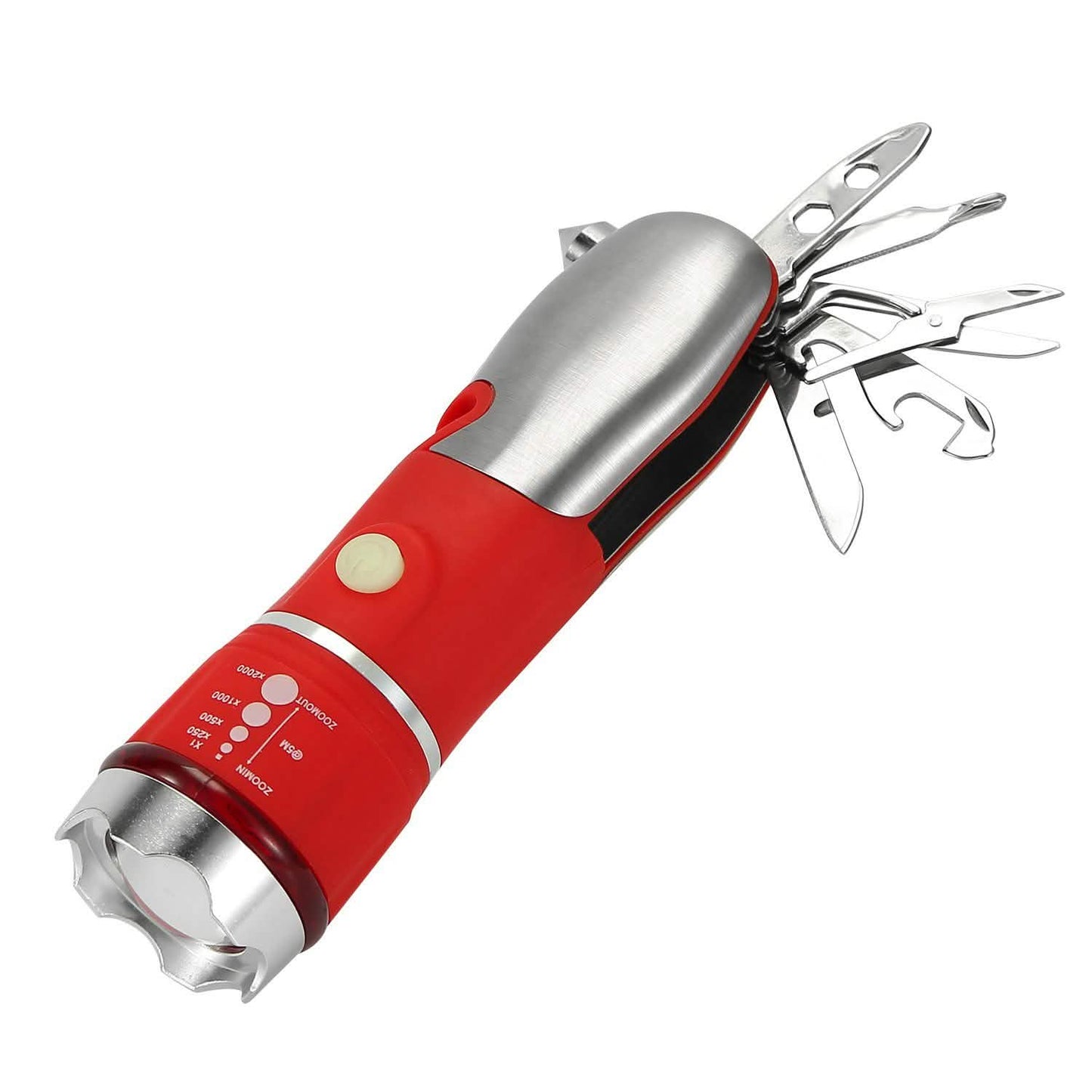 8-in-1 Multitool-Hammer Zoom-Notfalltaschenlampe