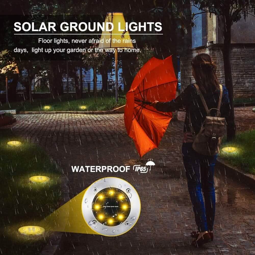 8er-Pack: 8 LED Solar-Bodenstrahler wasserdicht Garten Wegebeleuchtung