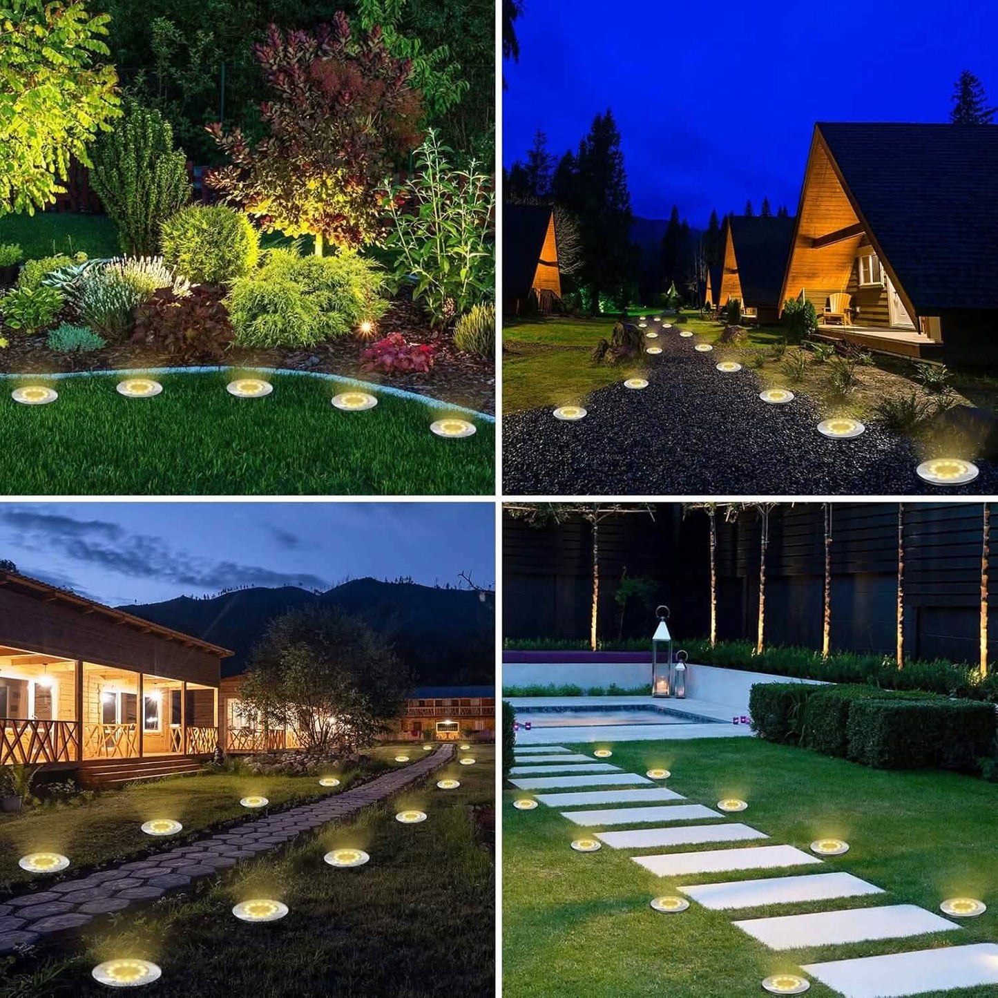 8er-Pack: 8 LED Solar-Bodenstrahler wasserdicht Garten Wegebeleuchtung