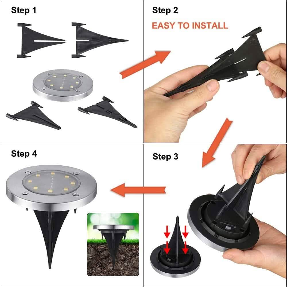 8er-Pack: 8 LED Solar-Bodenstrahler wasserdicht Garten Wegebeleuchtung