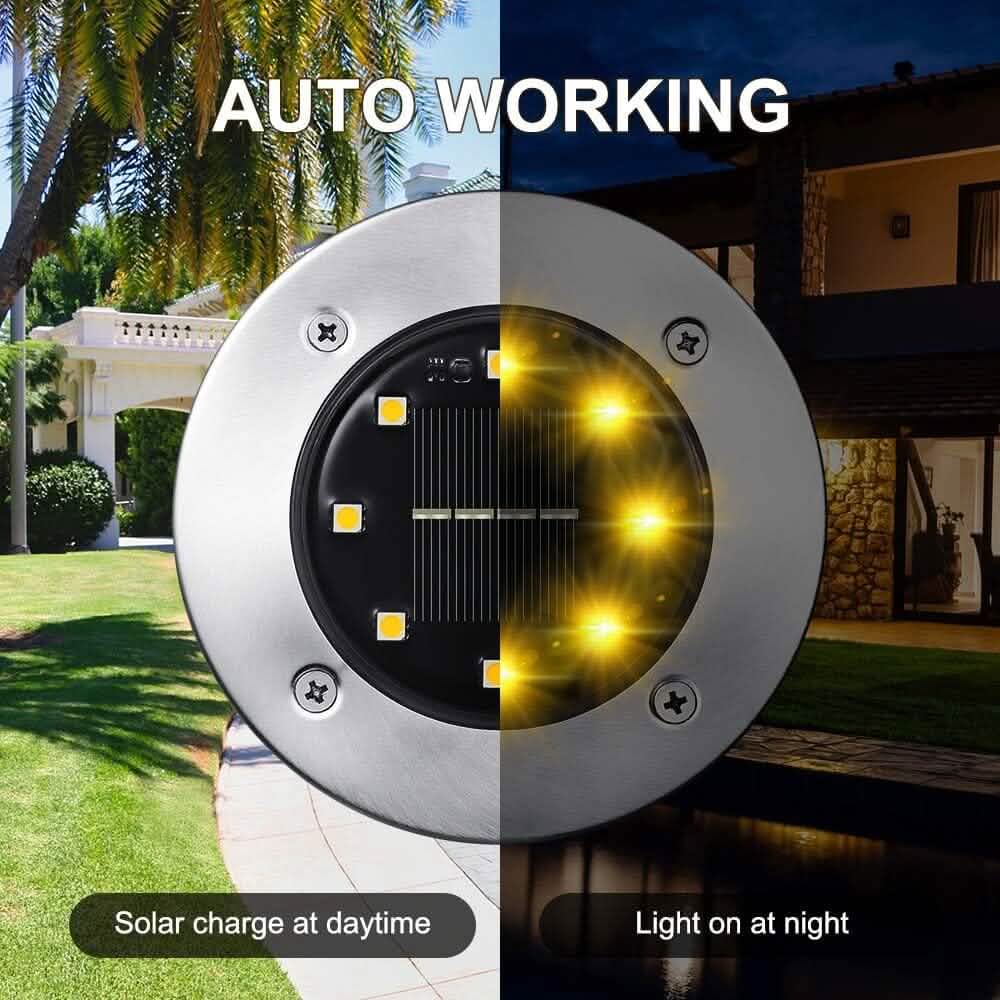 8er-Pack: 8 LED Solar-Bodenstrahler wasserdicht Garten Wegebeleuchtung