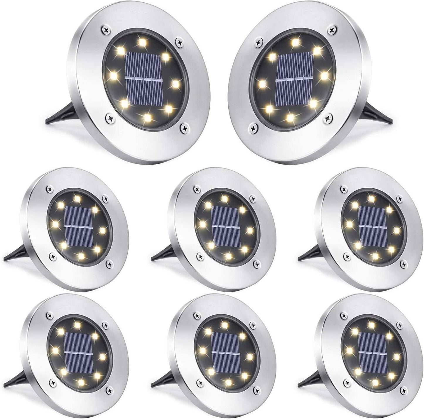 8er-Pack: 8 LED Solar-Bodenstrahler wasserdicht Garten Wegebeleuchtung