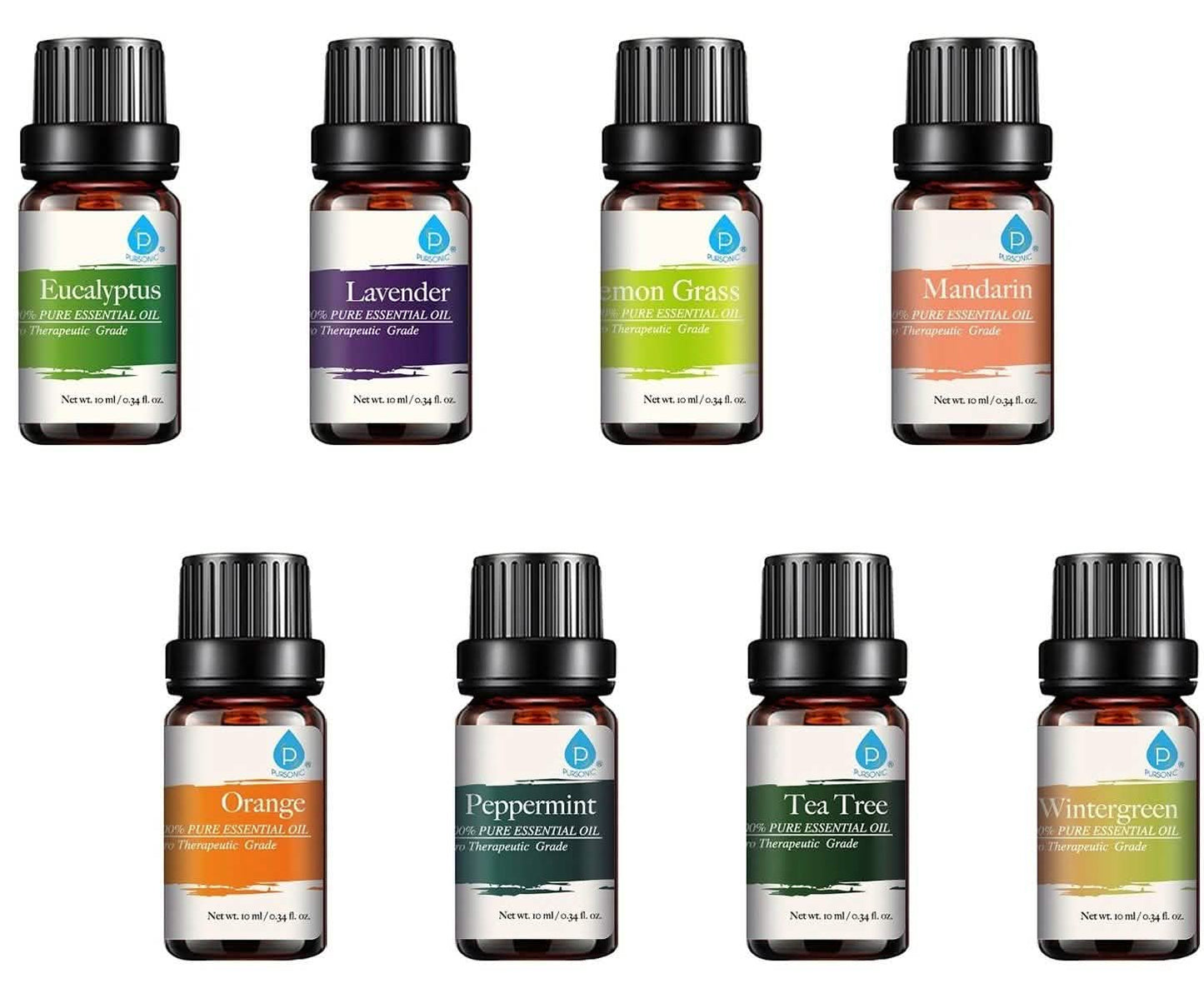 8er-Pack: Pursonic 100% reine ätherische Aromatherapie-Öle