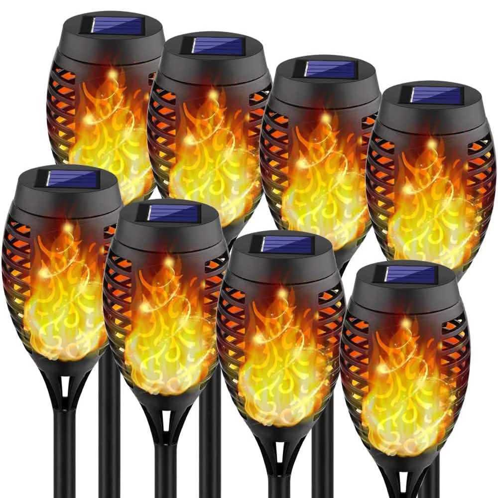 8er-Pack: Solar-Fackelleuchte mit Flackerflamme