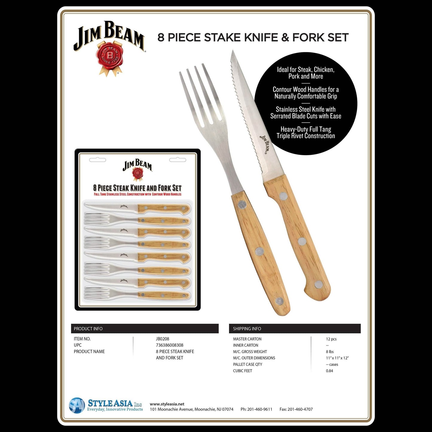 8-teiliges Set: Steakmesser- und Gabel-Set