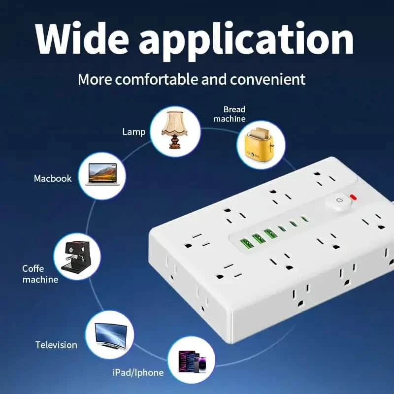 22-in-1 Mehrfachsteckdose – 16 Steckdosen, 3 USB-A & 3 USB-C
