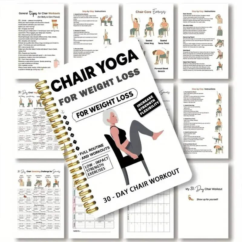 30-Tage-Stuhl-Yoga-Notizbuch | Tägliche 15-Minuten-Workouts & Anleitung