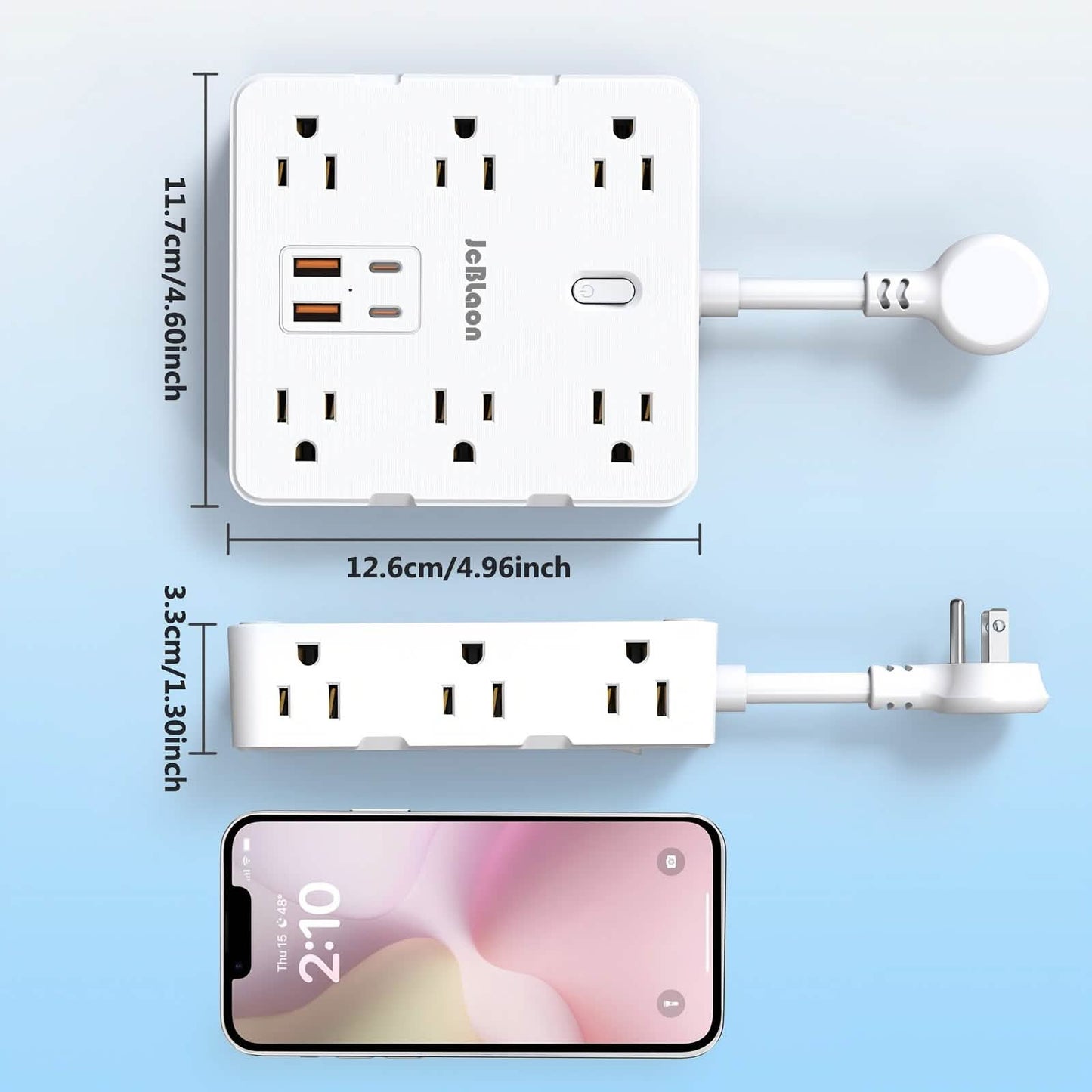 16-in-1 Steckdosenleiste – 12 AC-Steckdosen & 4 USB-Anschlüsse, Weiß