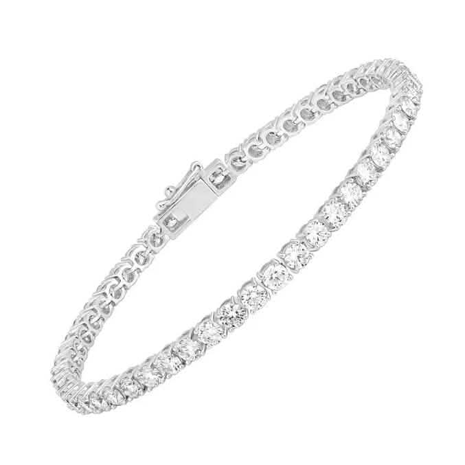 8 Karat im Labor gezüchtetes IGI-zertifiziertes Diamant Tennisarmband für Damen 14K Weißgold 15,24 cm