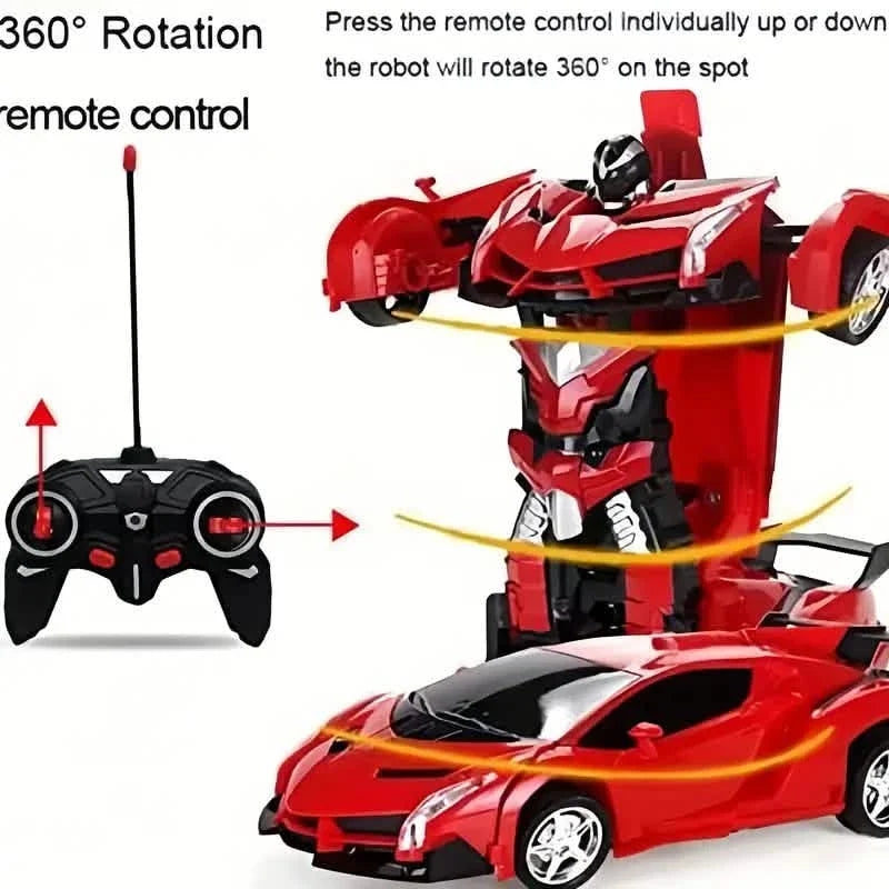 1:18 Ferngesteuertes verformbares Roboterauto mit LED-Leuchten – 360°-Drift, USB wiederaufladbar