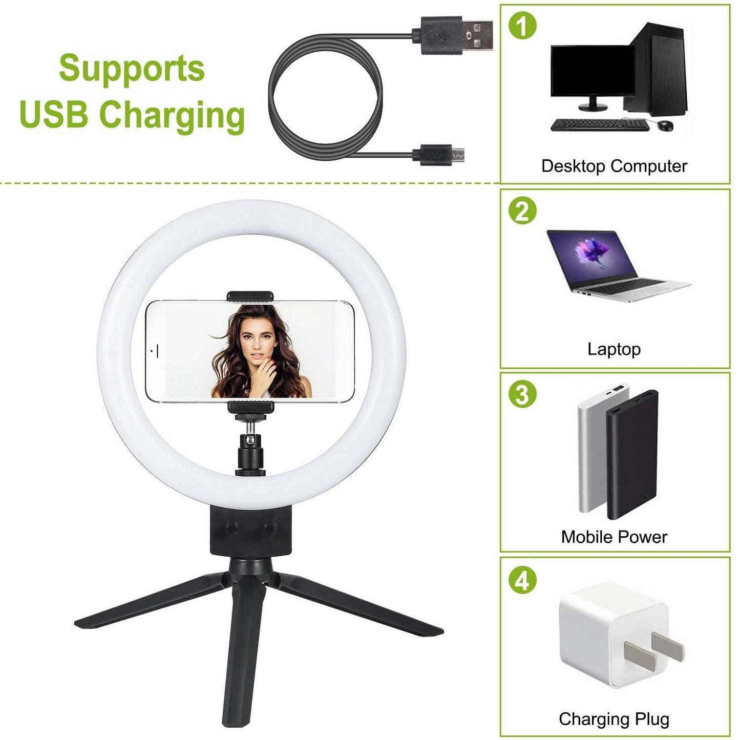 9-Zoll-dimmbare LED-Ringlampe mit Stativ
