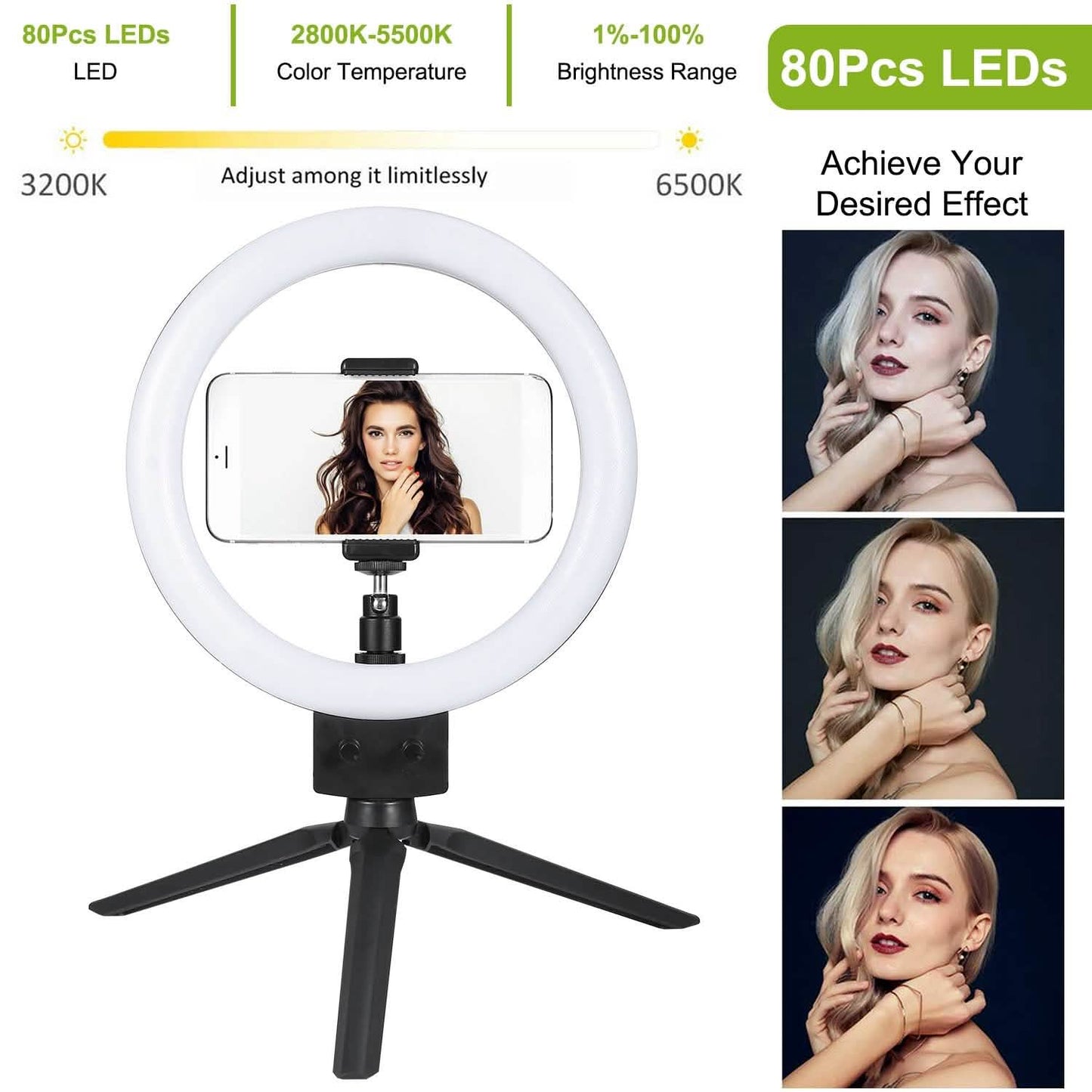 9-Zoll-dimmbare LED-Ringlampe mit Stativ
