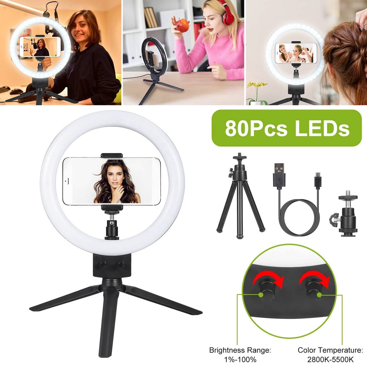 9-Zoll-dimmbare LED-Ringlampe mit Stativ