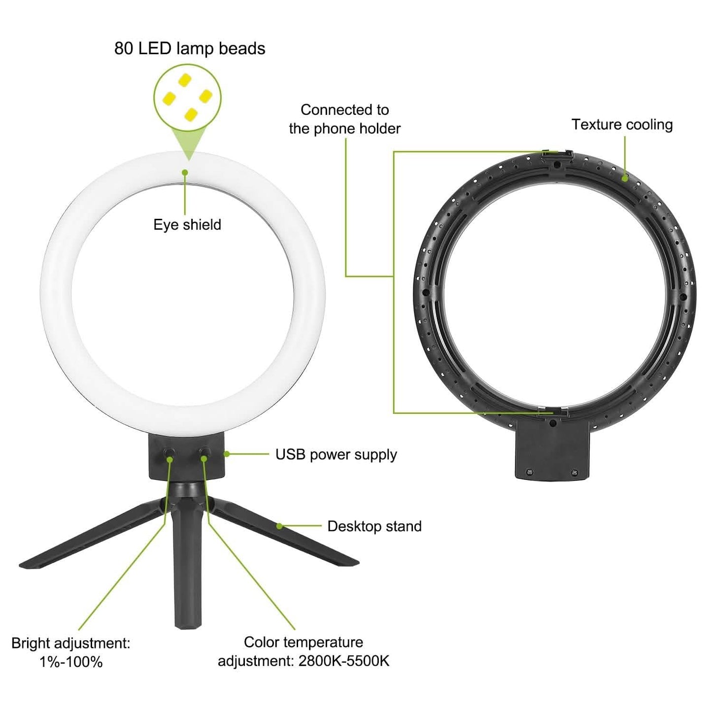 9-Zoll-dimmbare LED-Ringlampe mit Stativ