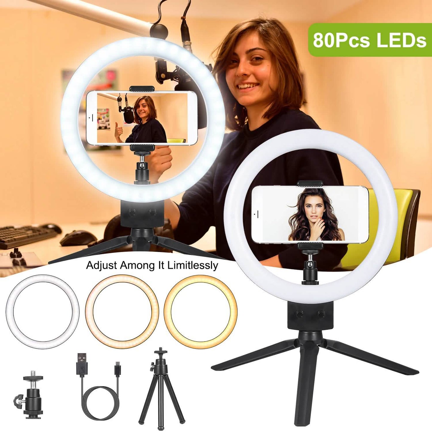 9-Zoll-dimmbare LED-Ringlampe mit Stativ