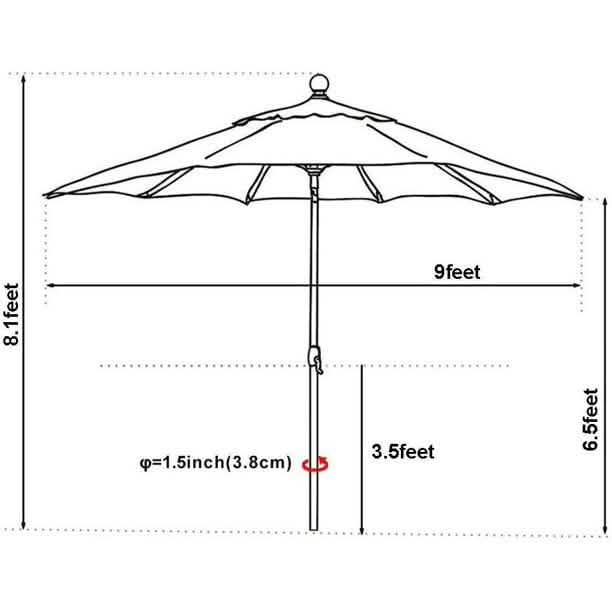 9 Fuß großer Marktschirm und Terrassenschirm mit Tisch