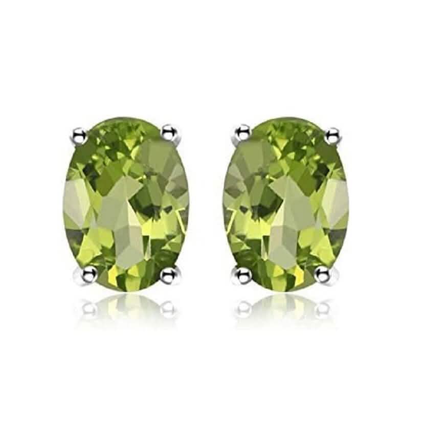 925 Sterling Silber rund/oval Peridot-Ohrstecker