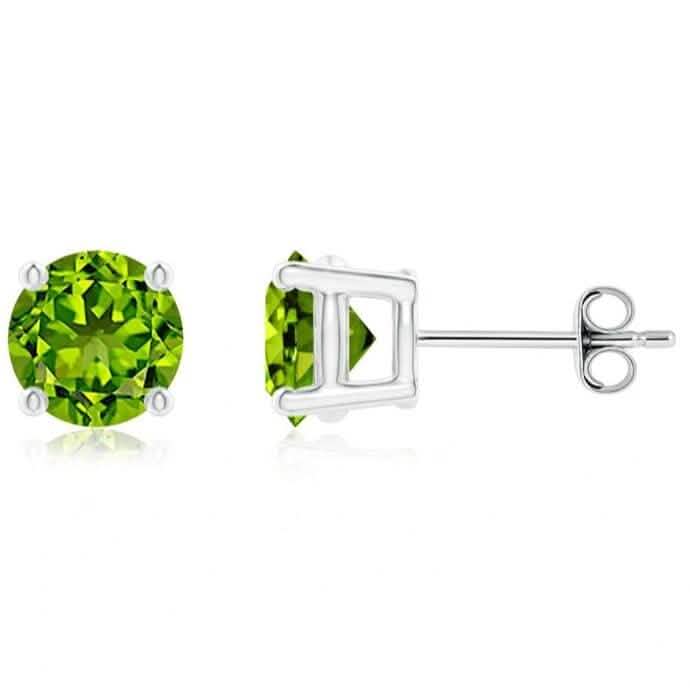 925 Sterling Silber rund/oval Peridot-Ohrstecker