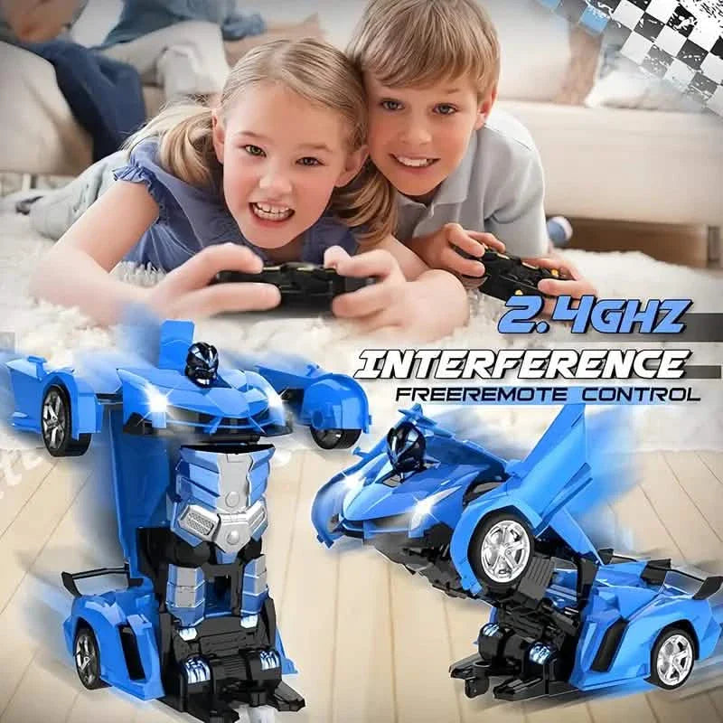 1:18 Ferngesteuertes verformbares Roboterauto mit LED-Leuchten – 360°-Drift, USB wiederaufladbar