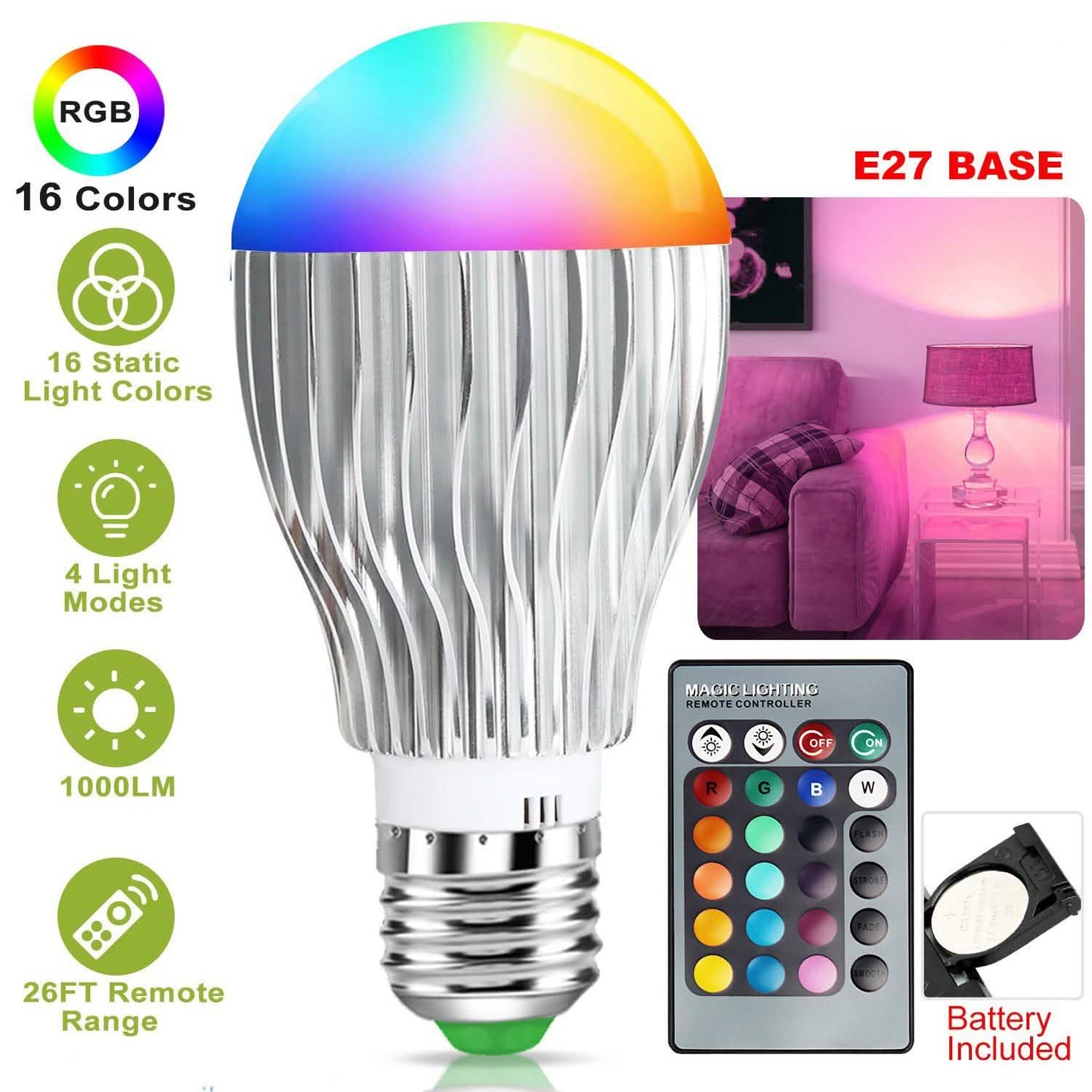 9W LED-Lampe E27 RGB