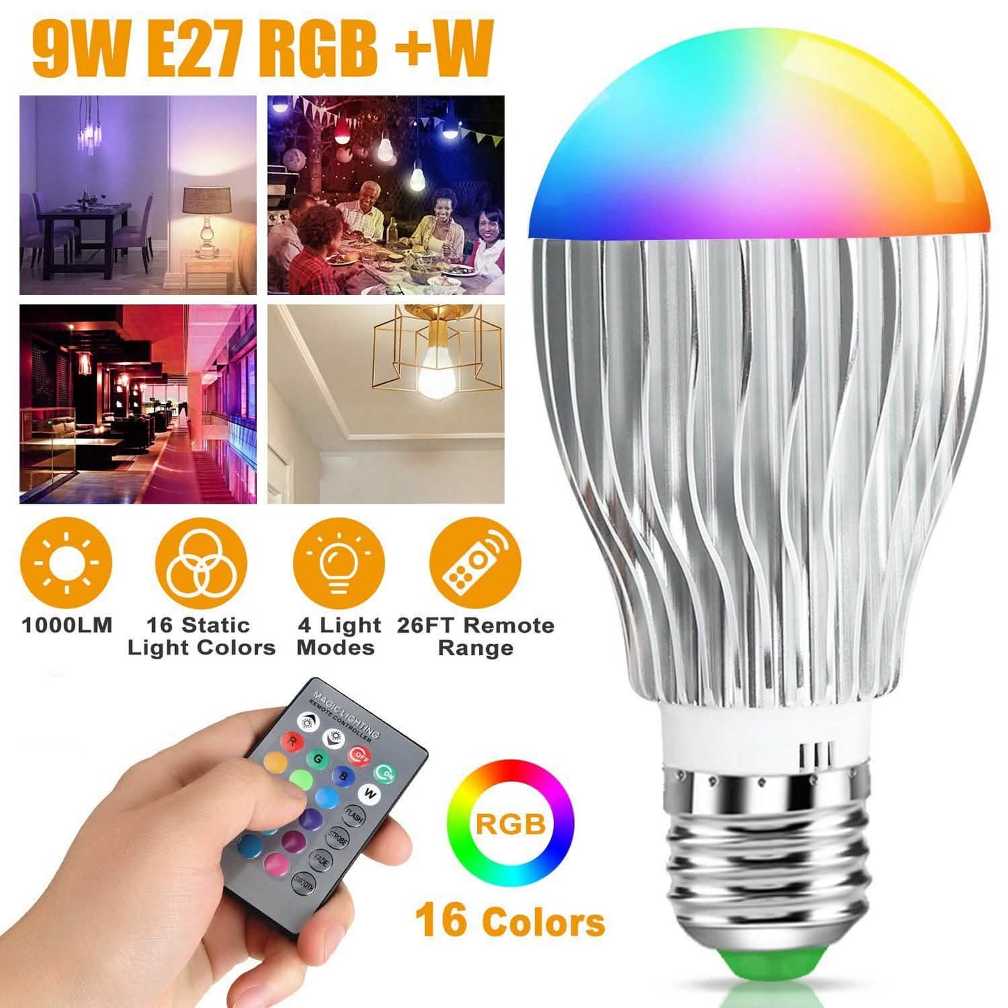 9W LED-Lampe E27 RGB