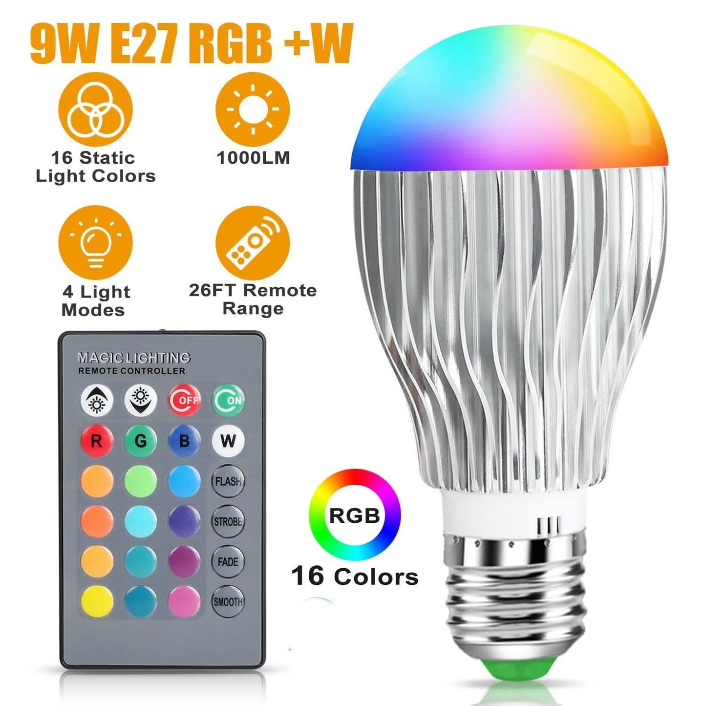 9W LED-Lampe E27 RGB