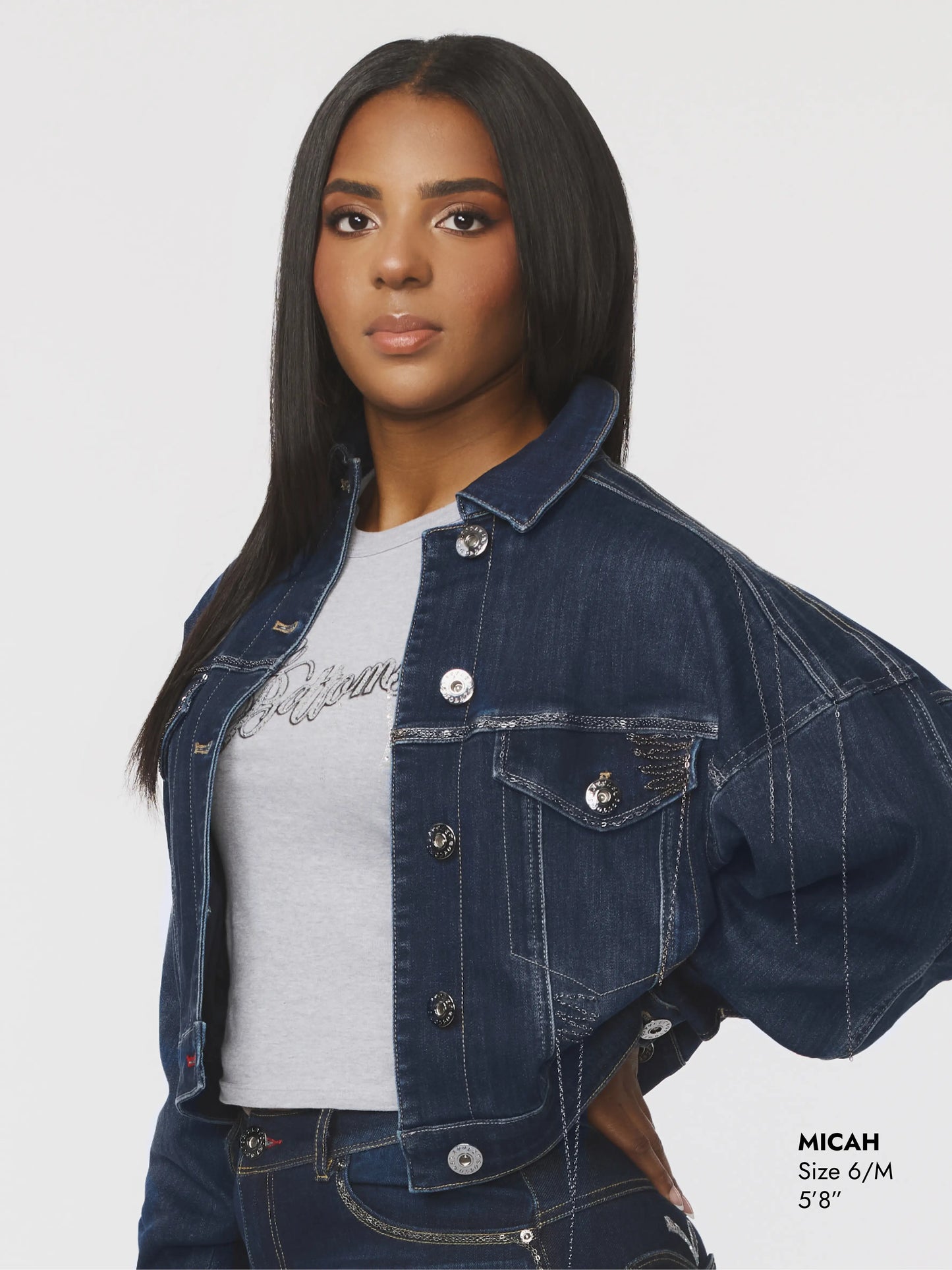 Jeansjacke mit Kettenmuster