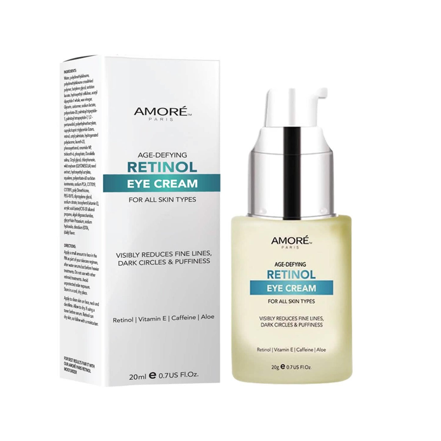 Anti-Aging Beruhigende Retinol-Augencreme A mit Aloe, Hyaluronsäure und Vitamin E