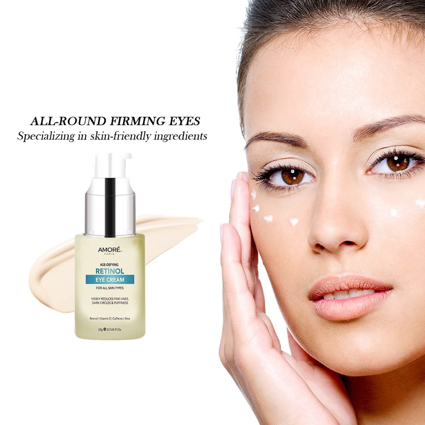 Anti-Aging Beruhigende Retinol-Augencreme A mit Aloe, Hyaluronsäure und Vitamin E
