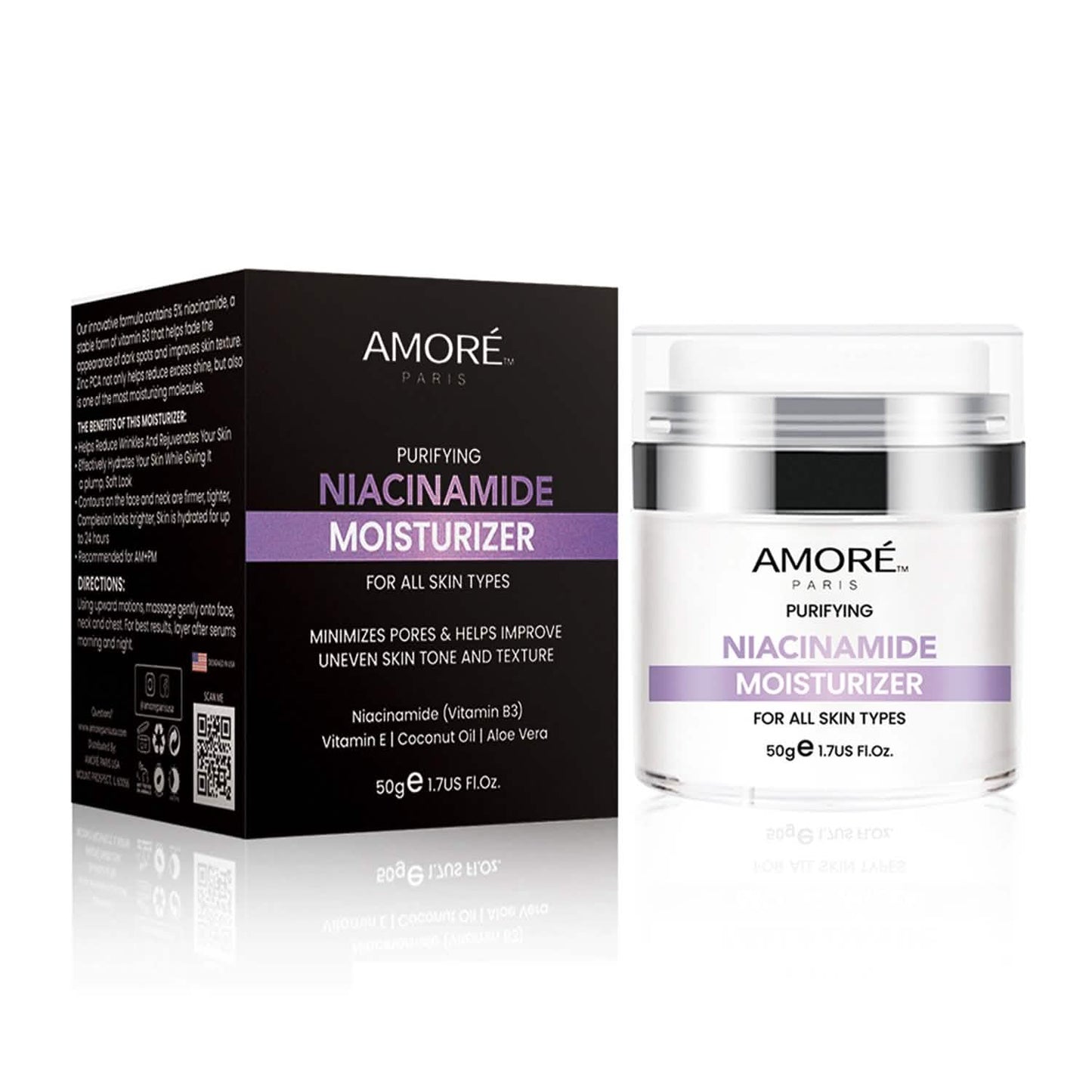 Niacinamide Gesichts-Feuchtigkeitscreme Tagescreme, tägliche Anti-Aging, Anti-Falten Gesichtscreme, B3 Vitamin Formel, Aloe Gesichtscreme, Kokosöl, Vitamin E