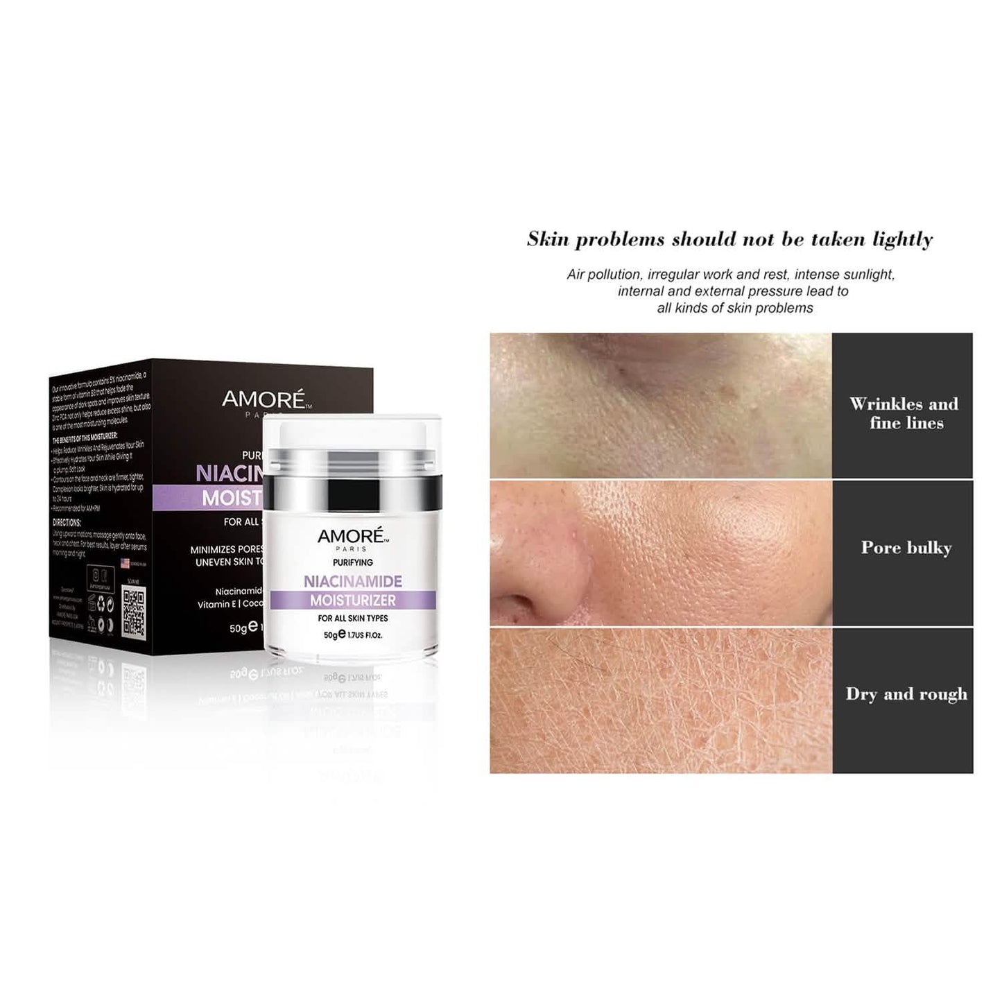 Niacinamide Gesichts-Feuchtigkeitscreme Tagescreme, tägliche Anti-Aging, Anti-Falten Gesichtscreme, B3 Vitamin Formel, Aloe Gesichtscreme, Kokosöl, Vitamin E