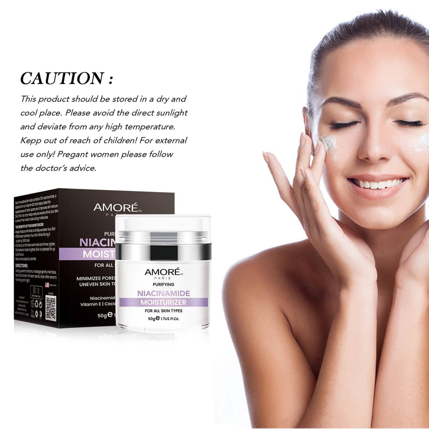 Niacinamide Gesichts-Feuchtigkeitscreme Tagescreme, tägliche Anti-Aging, Anti-Falten Gesichtscreme, B3 Vitamin Formel, Aloe Gesichtscreme, Kokosöl, Vitamin E