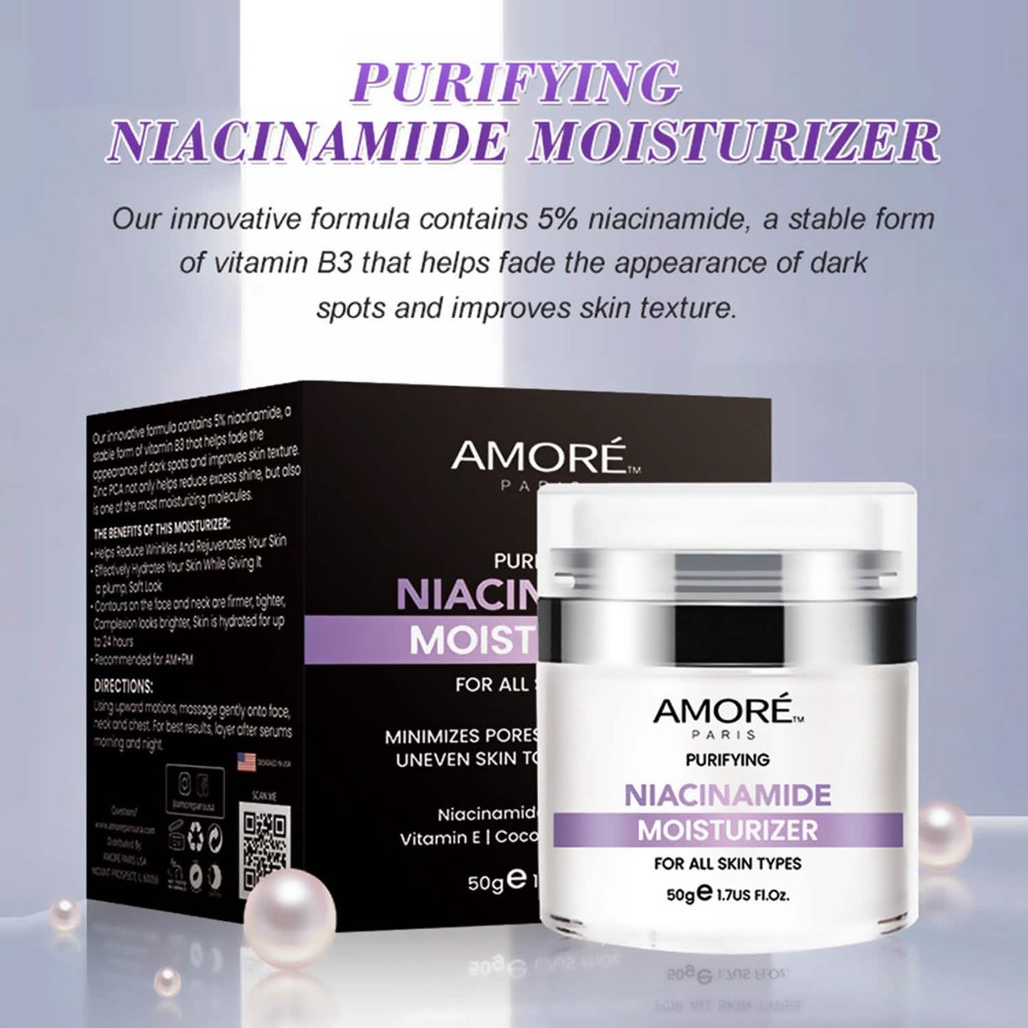 Niacinamide Gesichts-Feuchtigkeitscreme Tagescreme, tägliche Anti-Aging, Anti-Falten Gesichtscreme, B3 Vitamin Formel, Aloe Gesichtscreme, Kokosöl, Vitamin E