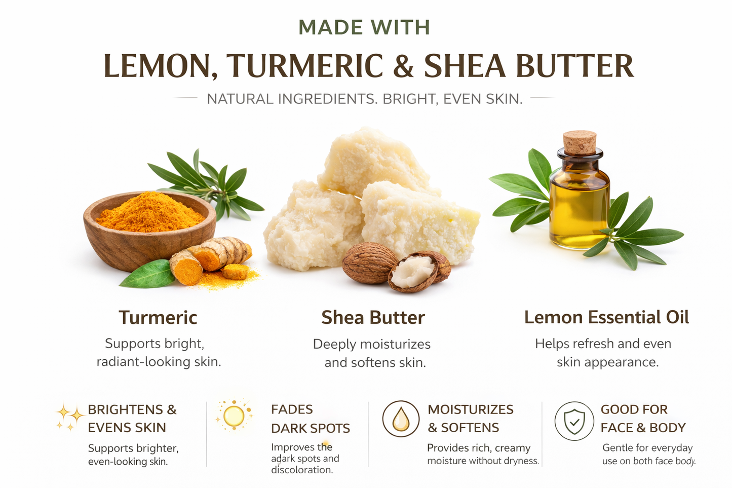 Zitronen-Kurkuma-Sheabutter-Seifenstück – Aufhellende Reinigung