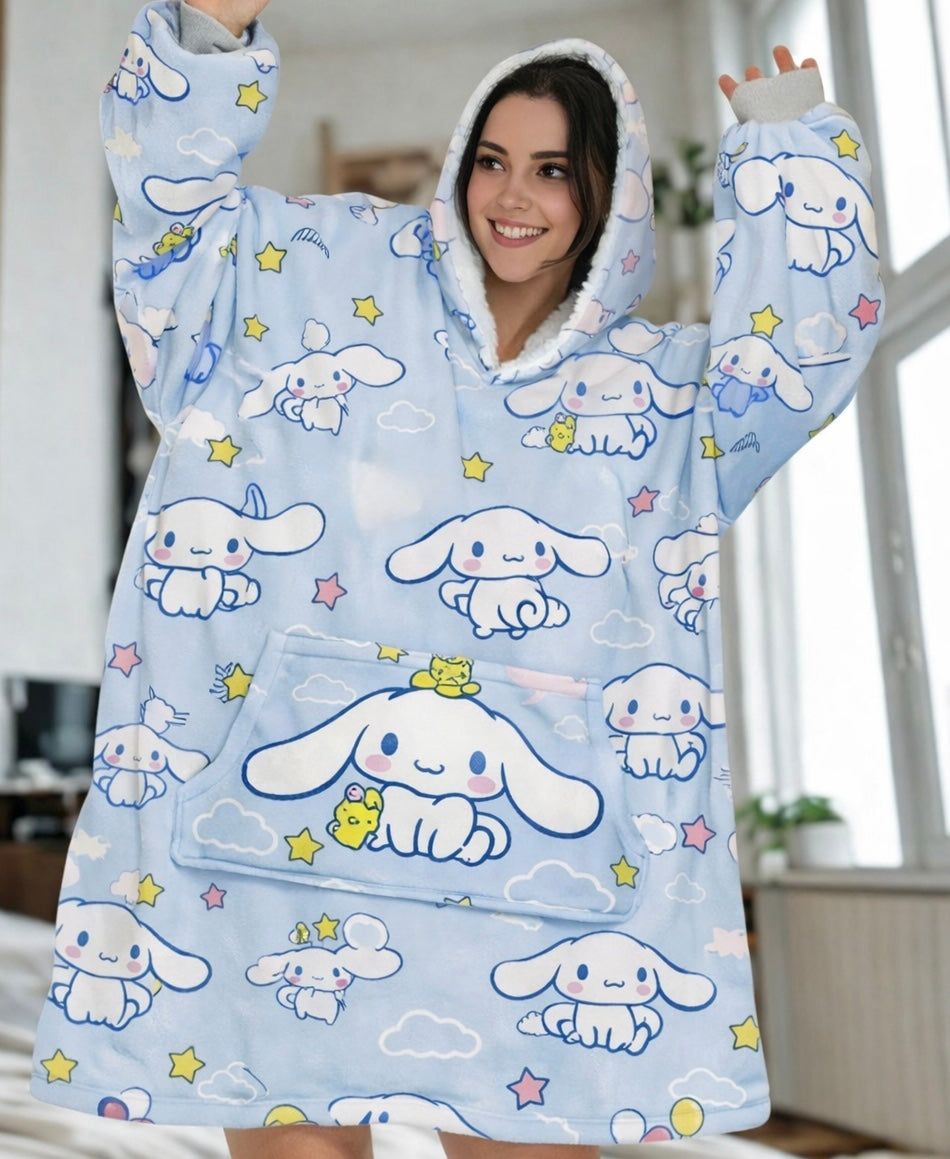 Cinnamoroll Hello Kitty Tragbare Decken-Kapuzenjacke für Kinder & Erwachsene | OLM Toys