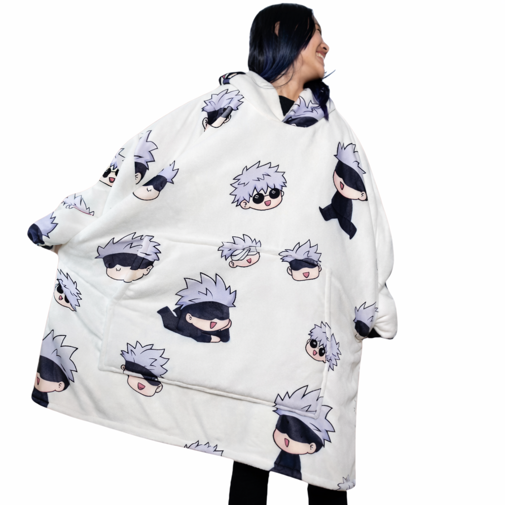 Jujutsu Kaisen Gojo Tragbare Decken-Kapuzenpullover für Erwachsene & Kinder | OLM Toys