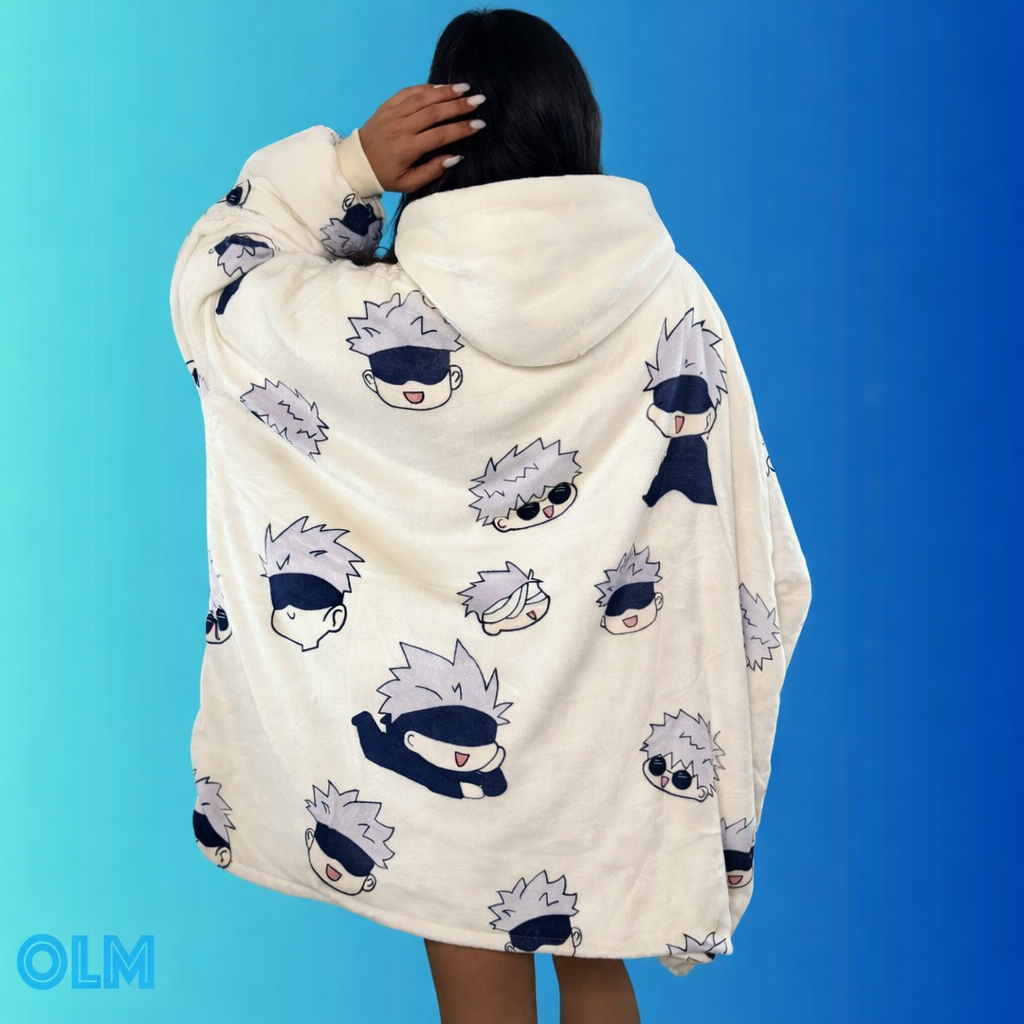 Jujutsu Kaisen Gojo Tragbare Decken-Kapuzenpullover für Erwachsene & Kinder | OLM Toys