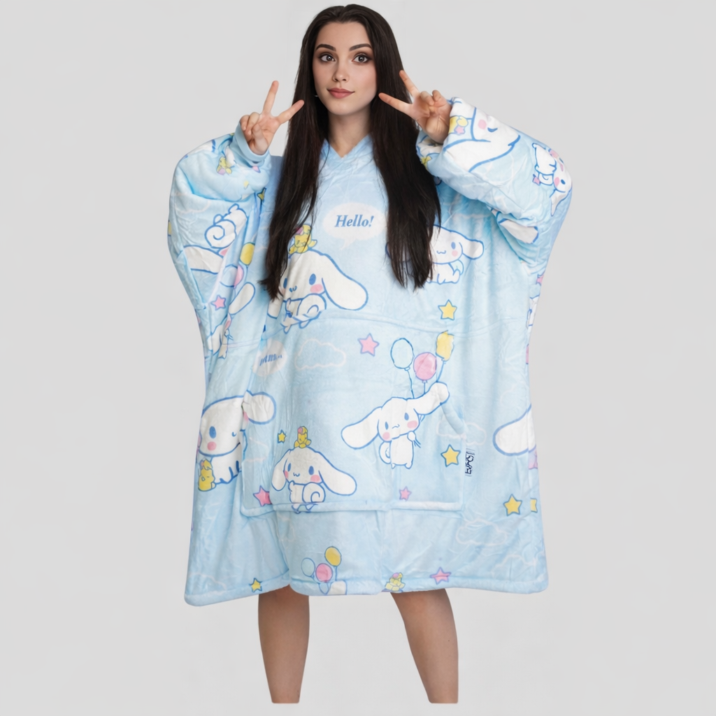 Cinnamoroll Hello Kitty Tragbare Decken-Kapuzenjacke für Kinder & Erwachsene | OLM Toys