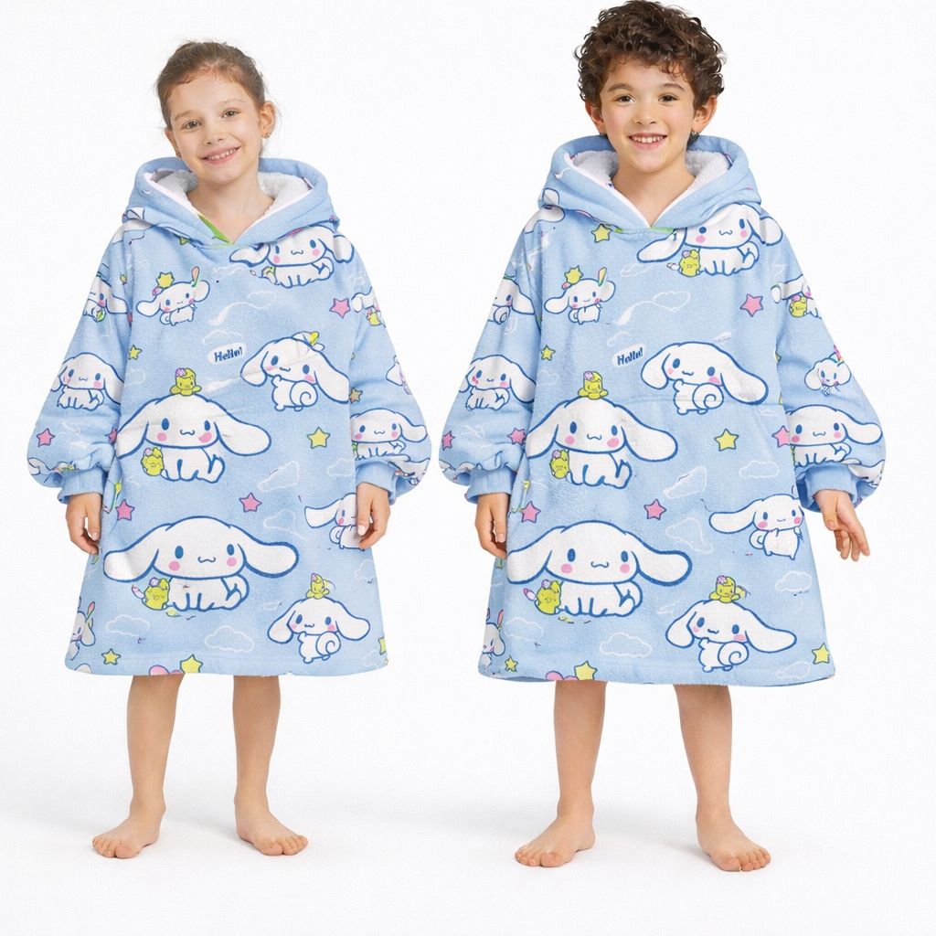 Cinnamoroll Hello Kitty Tragbare Decken-Kapuzenjacke für Kinder & Erwachsene | OLM Toys