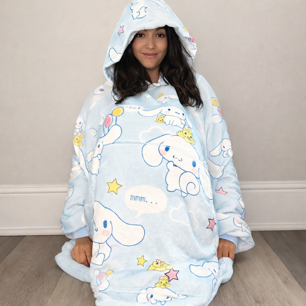 Cinnamoroll Hello Kitty Tragbare Decken-Kapuzenjacke für Kinder & Erwachsene | OLM Toys