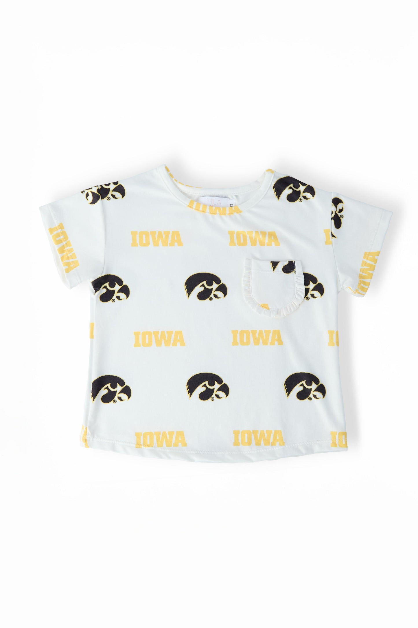 Iowa White Tigerhawk Rüschen-Taschen-T-Shirt