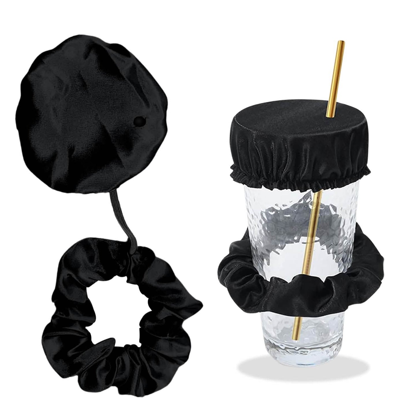 Wiederverwendbares Anti-Spike Scrunchie Getränkebecher-Glasabdeckungs-Stirnband mit Strohhalmöffnung zum Abdecken von Getränken auf Partys, im Club, in der Disco