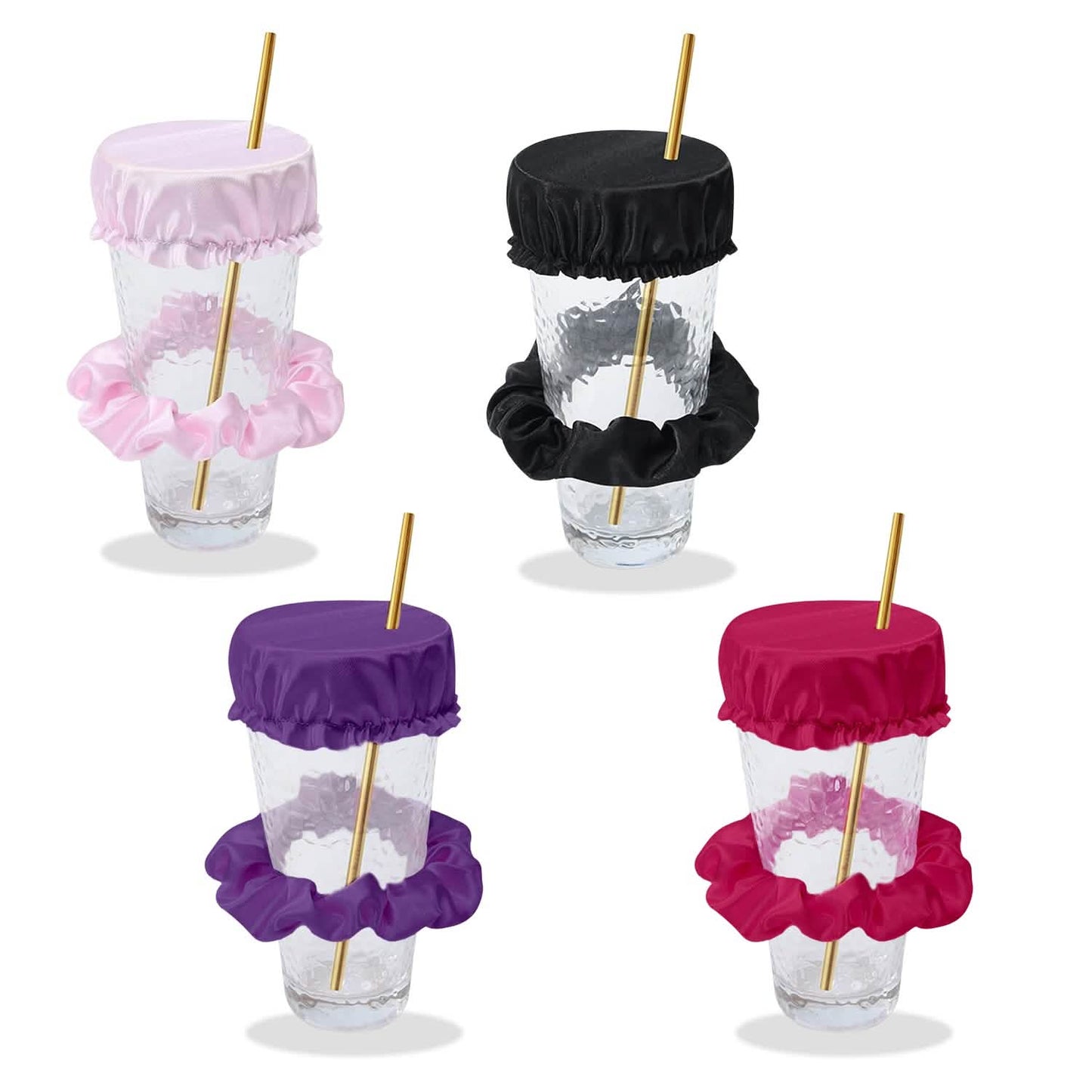 Wiederverwendbares Anti-Spike Scrunchie Getränkebecher-Glasabdeckungs-Stirnband mit Strohhalmöffnung zum Abdecken von Getränken auf Partys, im Club, in der Disco