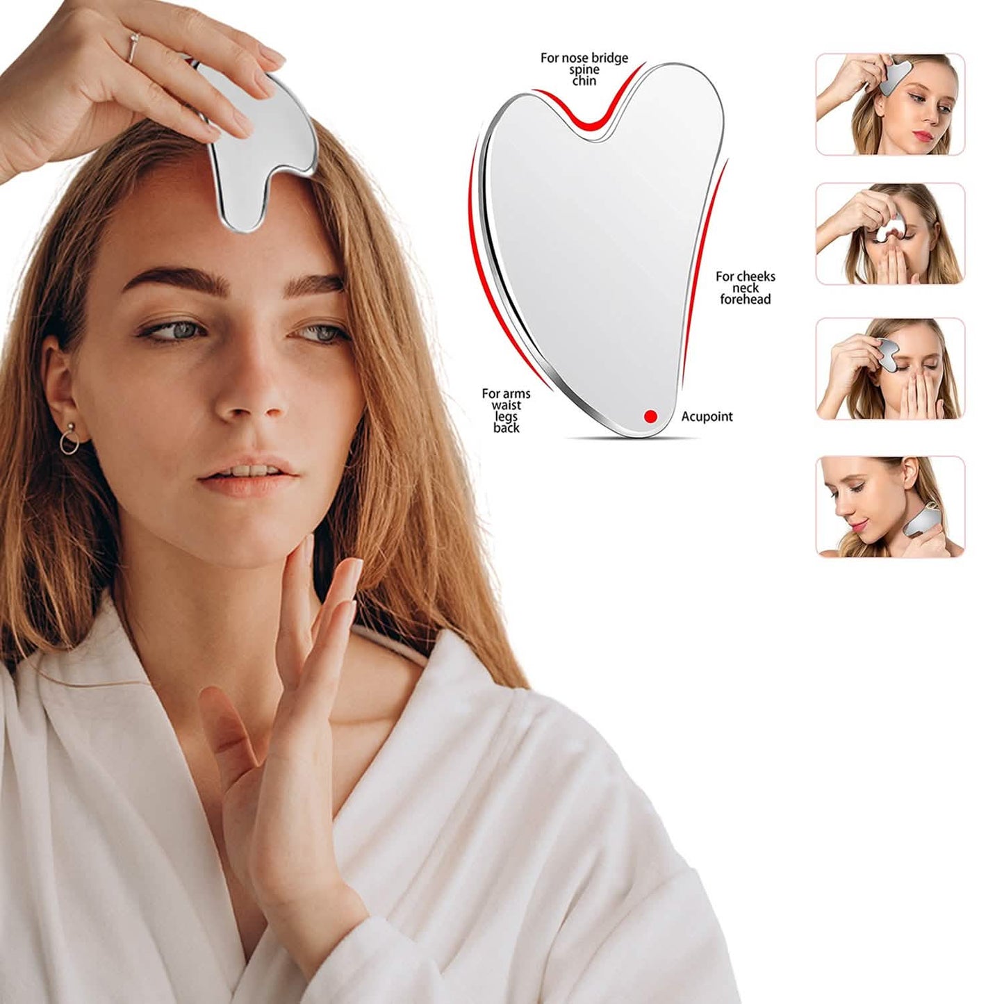 Gua Sha Massagegerät aus Edelstahl für die Gesichtspflege