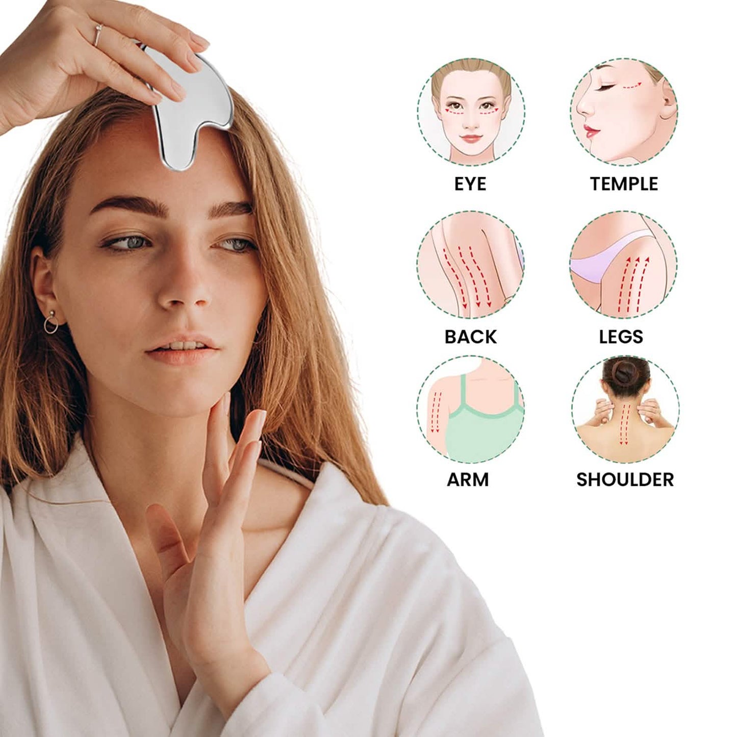 Gua Sha Massagegerät aus Edelstahl für die Gesichtspflege