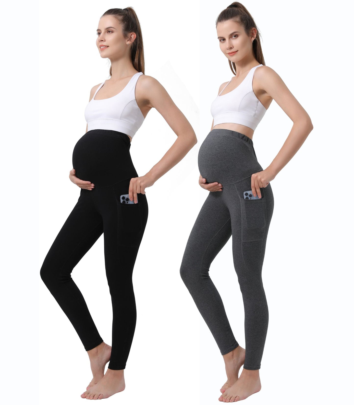 Schwangerschafts-Yogahose mit Taschen (2er-Pack)