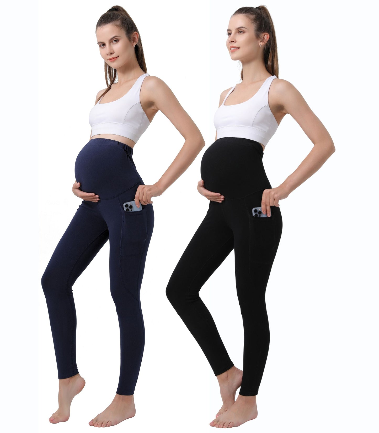 Schwangerschafts-Yogahose mit Taschen (2er-Pack)